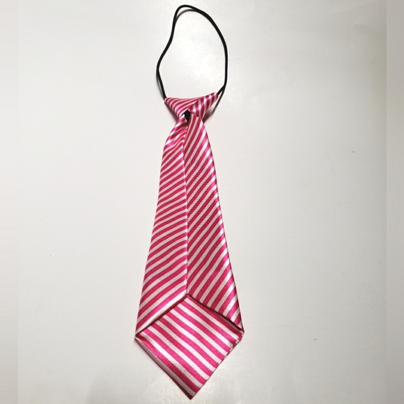 3/$20 Toddler Boys satin neck tie, dark pink white stripe, elastic neck … - Picture 3 of 6